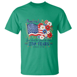 USA 250th Anniversary Flag Floral Graphic T Shirt 250 Years America Patriot 4th of July Patriotism Gift TS10 Irish Green Print Your Wear