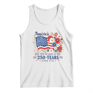 USA 250th Anniversary Flag Floral Graphic Tank Top 250 Years America Patriot 4th of July Patriotism Gift TS10 White Print Your Wear