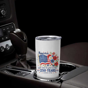 USA 250th Anniversary Flag Floral Graphic Tumbler Cup 250 Years America Patriot 4th of July Patriotism Gift TS10 Print Your Wear