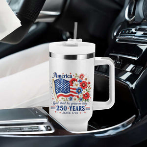USA 250th Anniversary Flag Floral Graphic Tumbler With Handle 250 Years America Patriot 4th of July Patriotism Gift TS10 Print Your Wear