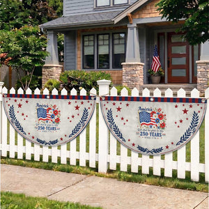 USA 250th Anniversary Flag Floral Graphic Patriotic Fan Flag 250 Years America Patriot 4th of July Patriotism Gift