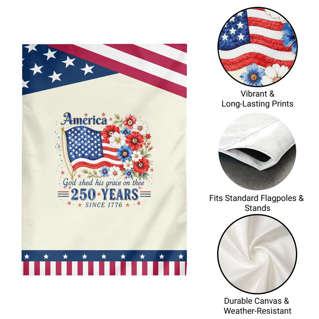 USA 250th Anniversary Flag Floral Graphic Patriotic Garden Flag 250 Years America Patriot 4th of July Patriotism Gift TS10 Print Your Wear