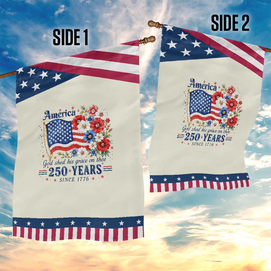 USA 250th Anniversary Flag Floral Graphic Patriotic Garden Flag 250 Years America Patriot 4th of July Patriotism Gift TS10 Print Your Wear