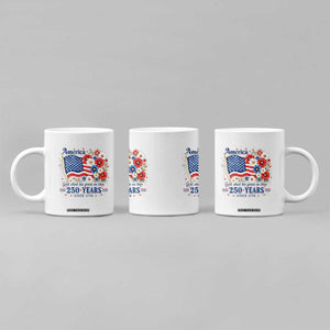 USA 250th Anniversary Flag Floral Graphic Coffee Mug 250 Years America Patriot 4th of July Patriotism Gift TS10 Print Your Wear