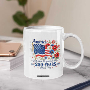 USA 250th Anniversary Flag Floral Graphic Coffee Mug 250 Years America Patriot 4th of July Patriotism Gift TS10 Print Your Wear