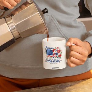 USA 250th Anniversary Flag Floral Graphic Coffee Mug 250 Years America Patriot 4th of July Patriotism Gift TS10 Print Your Wear