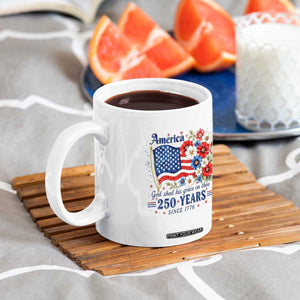 USA 250th Anniversary Flag Floral Graphic Coffee Mug 250 Years America Patriot 4th of July Patriotism Gift TS10 Print Your Wear