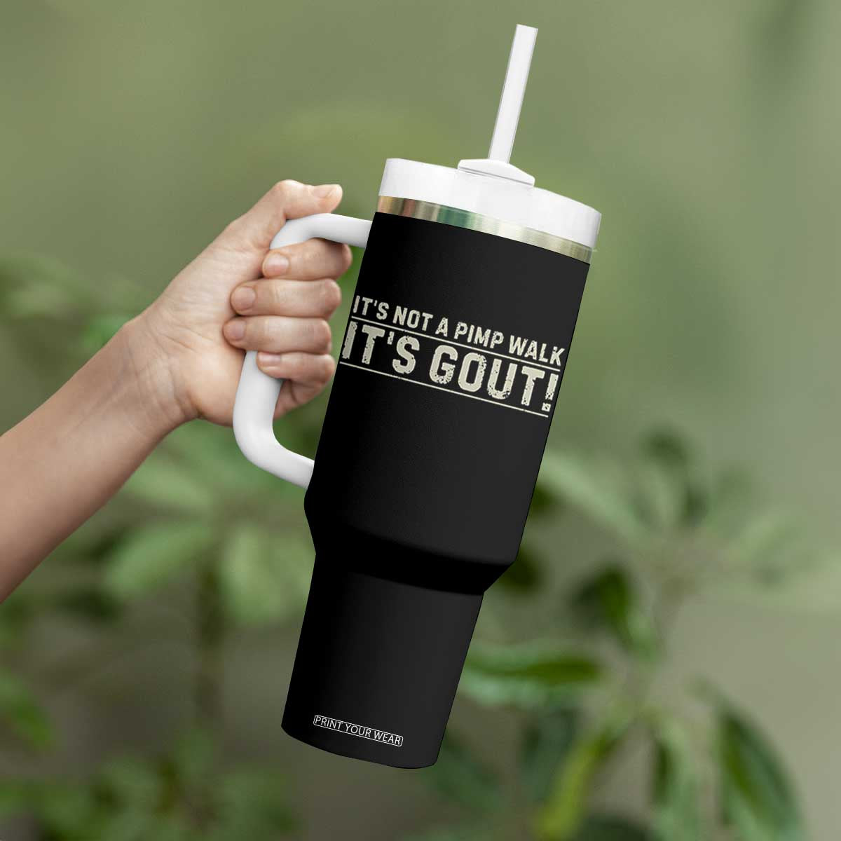 It's Not A Pimp Walk Its Gout Tumbler With Handle Funny Old Man Medical Humor Sarcastic