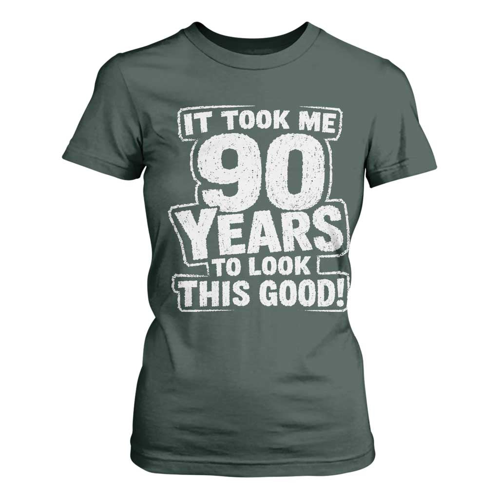 Funny 90th Birthday T Shirt For Women It Took Me 90 Years To Look This Good Vintage Retro