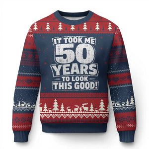 Funny 50th Birthday Ugly Christmas Sweater It Took Me 50 Years To Look This Good Vintage Retro
