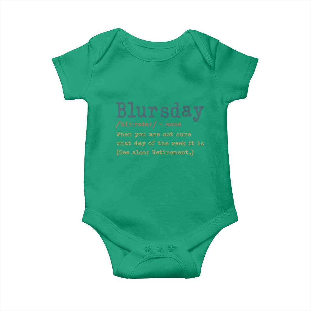 Funny Retired Baby Onesie Blursday Retirement Definition Gag Gifts TS10 Irish Green Print Your Wear