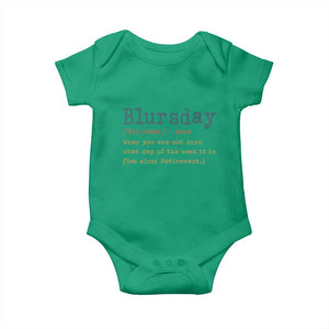 Funny Retired Baby Onesie Blursday Retirement Definition Gag Gifts TS10 Irish Green Print Your Wear