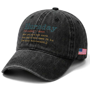 Funny Retired Washed Cotton Baseball Cap Blursday Retirement Definition Gag Gifts TS10 Print Your Wear