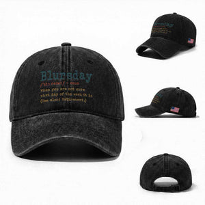 Funny Retired Washed Cotton Baseball Cap Blursday Retirement Definition Gag Gifts TS10 Washed Cap Universal Fit Black Print Your Wear