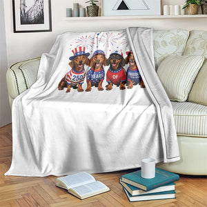 Vintage Patriotic Dachshund 250 Anniversary USA Throw Blanket Freedom 250 Years Weiner Dog Lovers Dad Mom