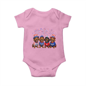 Vintage Patriotic Dachshund 250 Anniversary USA Baby Onesie Freedom 250 Years Weiner Dog Lovers Dad Mom