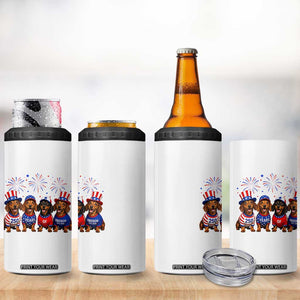 Vintage Patriotic Dachshund 250 Anniversary USA 4 in 1 Can Cooler Tumbler Freedom 250 Years Weiner Dog Lovers Dad Mom