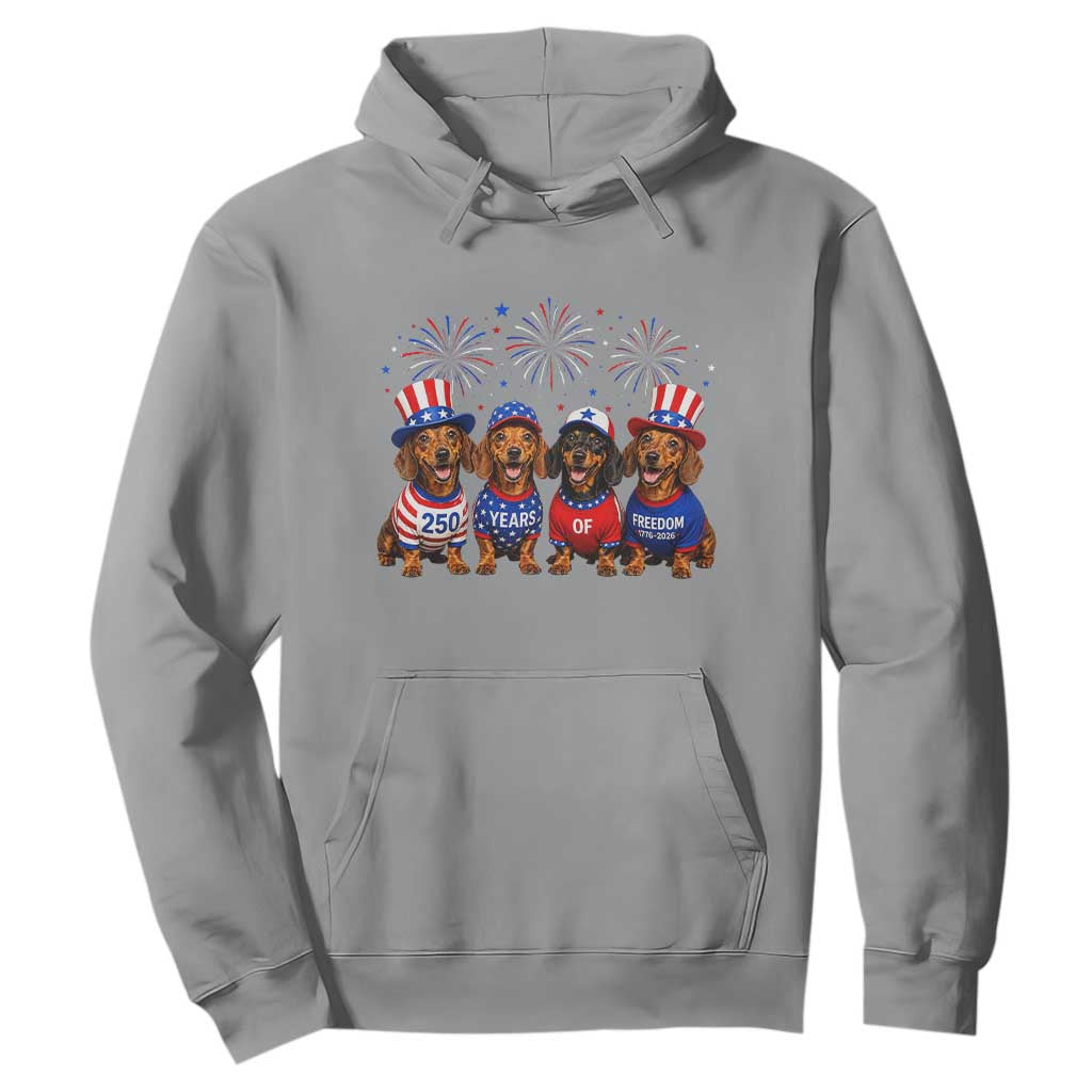 Vintage Patriotic Dachshund 250 Anniversary USA Hoodie Freedom 250 Years Weiner Dog Lovers Dad Mom