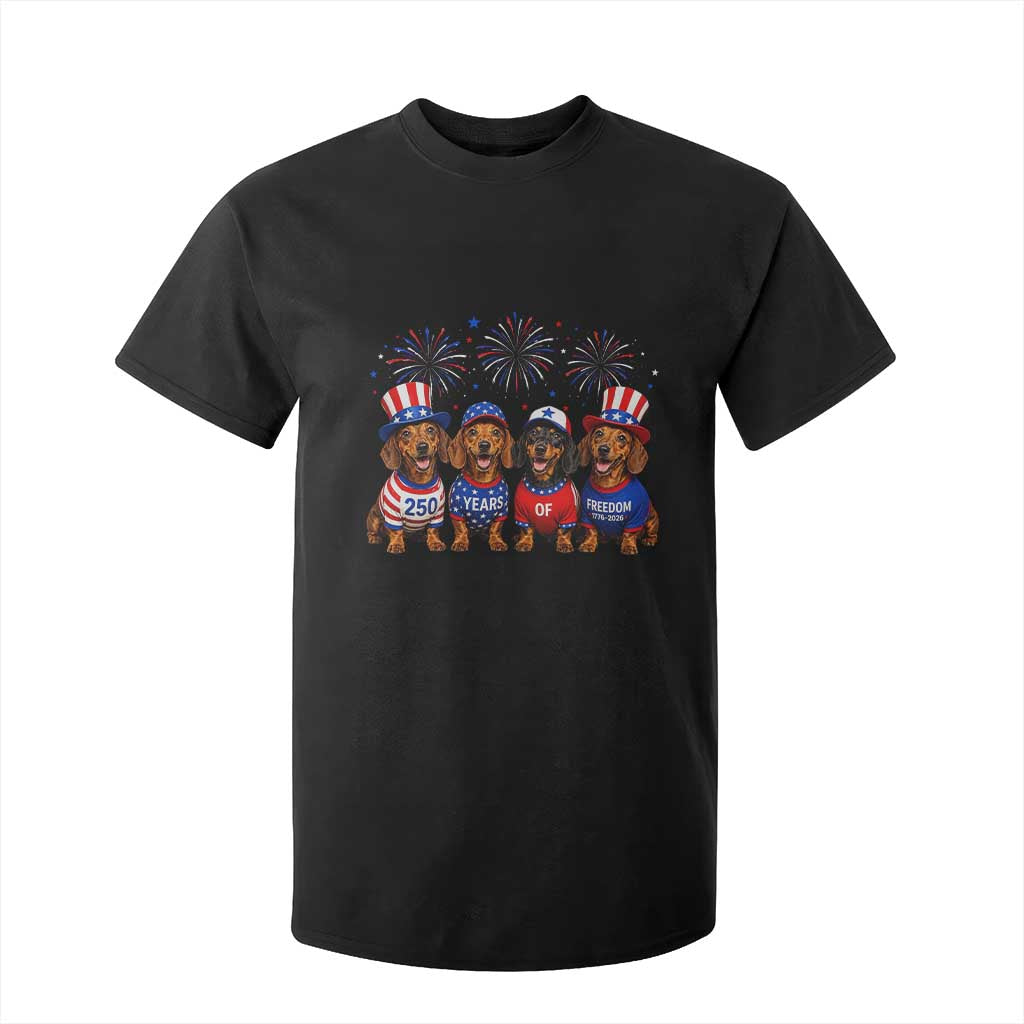 Vintage Patriotic Dachshund 250 Anniversary USA T Shirt For Kid Freedom 250 Years Weiner Dog Lovers Dad Mom