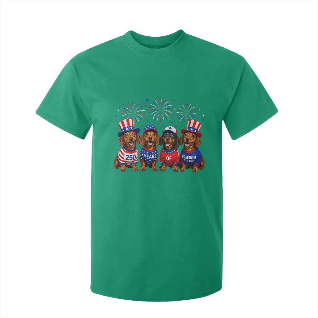Vintage Patriotic Dachshund 250 Anniversary USA T Shirt For Kid Freedom 250 Years Weiner Dog Lovers Dad Mom