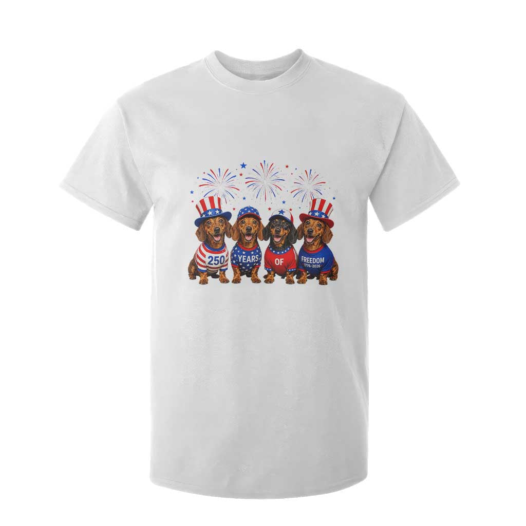 Vintage Patriotic Dachshund 250 Anniversary USA T Shirt For Kid Freedom 250 Years Weiner Dog Lovers Dad Mom