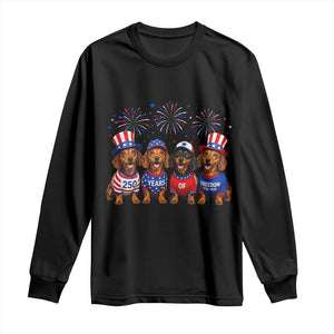 Vintage Patriotic Dachshund 250 Anniversary USA Long Sleeve Shirt Freedom 250 Years Weiner Dog Lovers Dad Mom