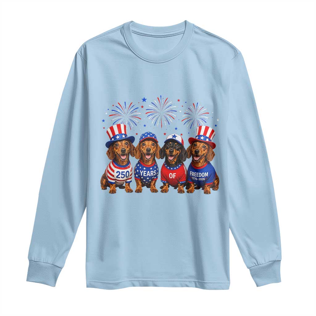 Vintage Patriotic Dachshund 250 Anniversary USA Long Sleeve Shirt Freedom 250 Years Weiner Dog Lovers Dad Mom
