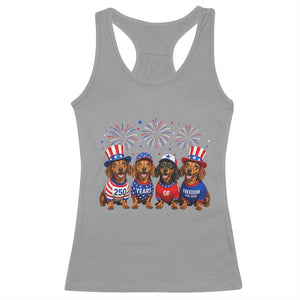 Vintage Patriotic Dachshund 250 Anniversary USA Racerback Tank Top Freedom 250 Years Weiner Dog Lovers Dad Mom