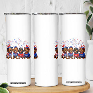 Vintage Patriotic Dachshund 250 Anniversary USA Skinny Tumbler Freedom 250 Years Weiner Dog Lovers Dad Mom