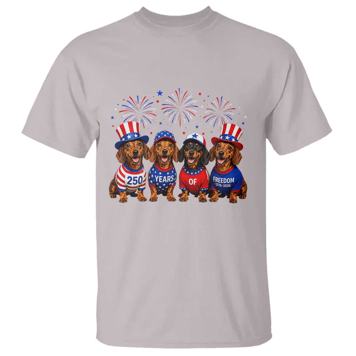 Vintage Patriotic Dachshund 250 Anniversary USA T Shirt Freedom 250 Years Weiner Dog Lovers Dad Mom