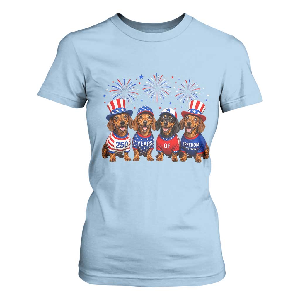 Vintage Patriotic Dachshund 250 Anniversary USA T Shirt For Women Freedom 250 Years Weiner Dog Lovers Dad Mom