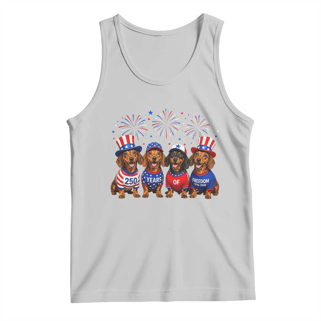 Vintage Patriotic Dachshund 250 Anniversary USA Tank Top Freedom 250 Years Weiner Dog Lovers Dad Mom