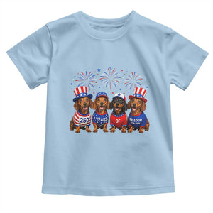 Vintage Patriotic Dachshund 250 Anniversary USA Toddler T Shirt Freedom 250 Years Weiner Dog Lovers Dad Mom