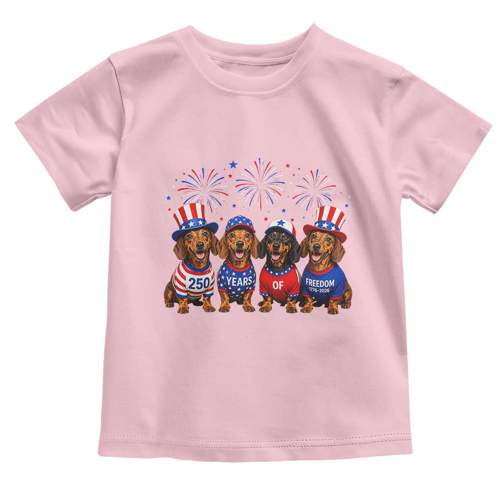 Vintage Patriotic Dachshund 250 Anniversary USA Toddler T Shirt Freedom 250 Years Weiner Dog Lovers Dad Mom