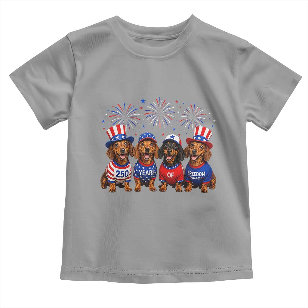 Vintage Patriotic Dachshund 250 Anniversary USA Toddler T Shirt Freedom 250 Years Weiner Dog Lovers Dad Mom
