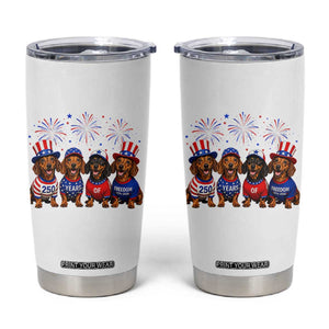 Vintage Patriotic Dachshund 250 Anniversary USA Tumbler Cup Freedom 250 Years Weiner Dog Lovers Dad Mom