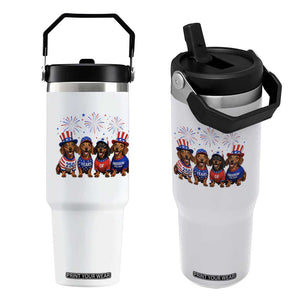 Vintage Patriotic Dachshund 250 Anniversary USA Flip Straw Tumbler Freedom 250 Years Weiner Dog Lovers Dad Mom