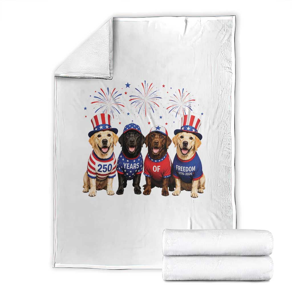 Labrador Retriever Americas 250th Anniversary Throw Blanket 4th July US 250 Years Of Freedom Dog Lovers 1776 2026