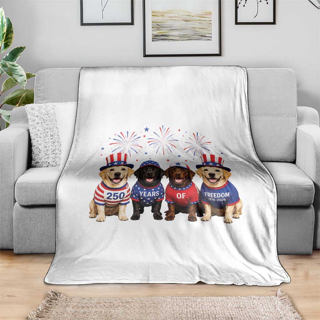 Labrador Retriever Americas 250th Anniversary Throw Blanket 4th July US 250 Years Of Freedom Dog Lovers 1776 2026