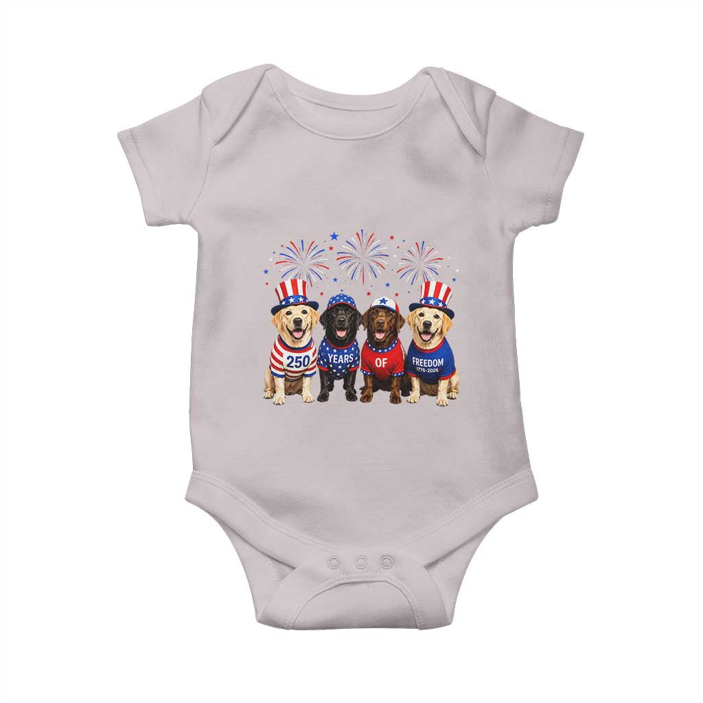 Labrador Retriever Americas 250th Anniversary Baby Onesie 4th July US 250 Years Of Freedom Dog Lovers 1776 2026