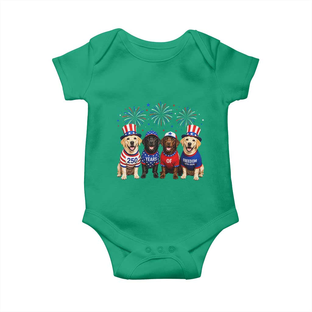 Labrador Retriever Americas 250th Anniversary Baby Onesie 4th July US 250 Years Of Freedom Dog Lovers 1776 2026