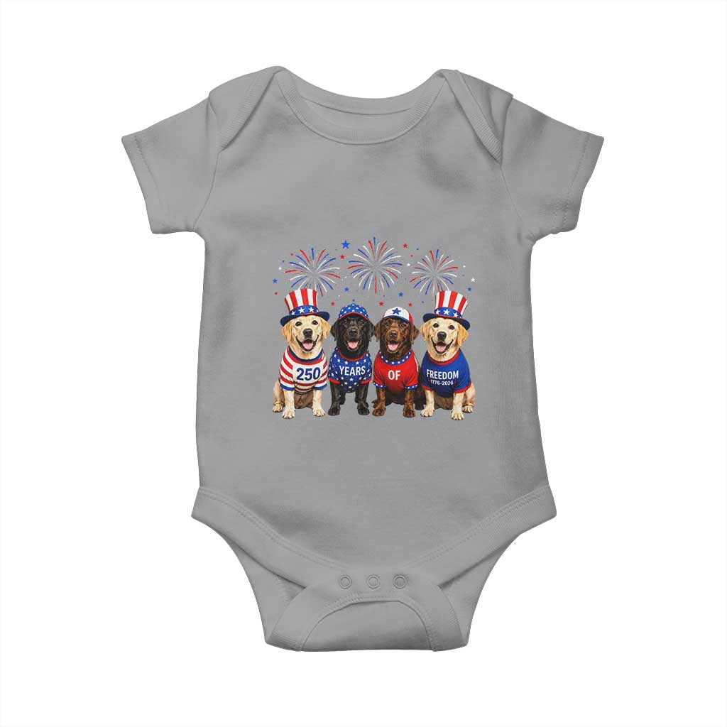 Labrador Retriever Americas 250th Anniversary Baby Onesie 4th July US 250 Years Of Freedom Dog Lovers 1776 2026