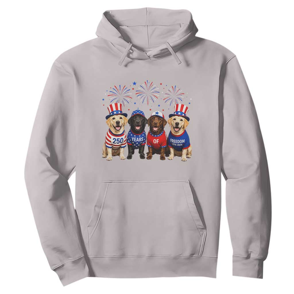 Labrador Retriever Americas 250th Anniversary Hoodie 4th July US 250 Years Of Freedom Dog Lovers 1776 2026