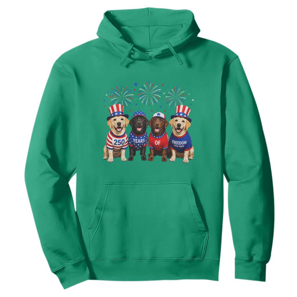 Labrador Retriever Americas 250th Anniversary Hoodie 4th July US 250 Years Of Freedom Dog Lovers 1776 2026