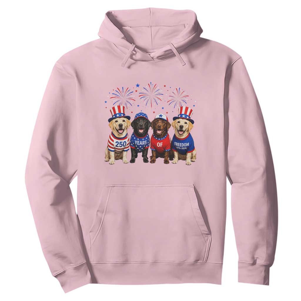 Labrador Retriever Americas 250th Anniversary Hoodie 4th July US 250 Years Of Freedom Dog Lovers 1776 2026