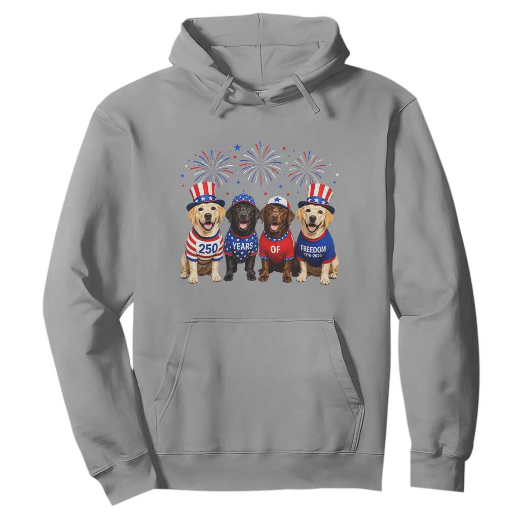 Labrador Retriever Americas 250th Anniversary Hoodie 4th July US 250 Years Of Freedom Dog Lovers 1776 2026