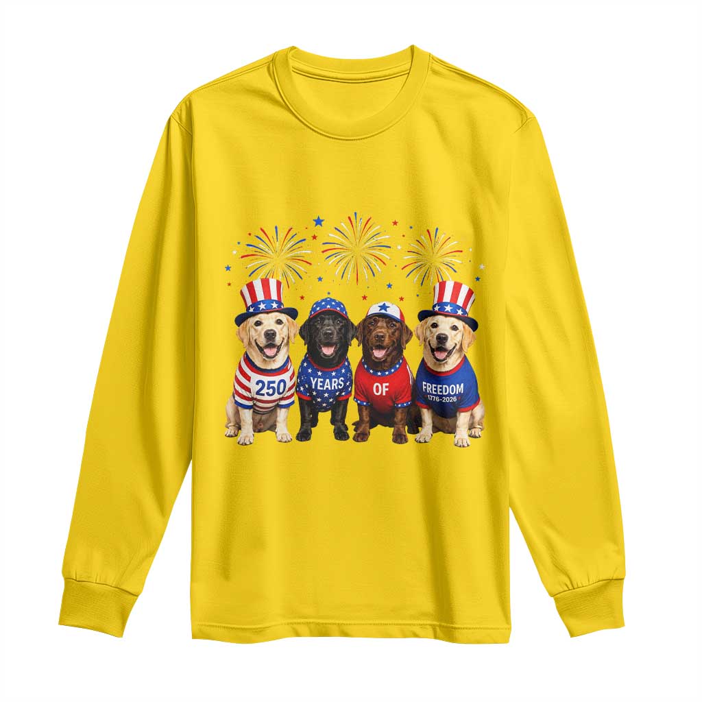 Labrador Retriever Americas 250th Anniversary Long Sleeve Shirt 4th July US 250 Years Of Freedom Dog Lovers 1776 2026