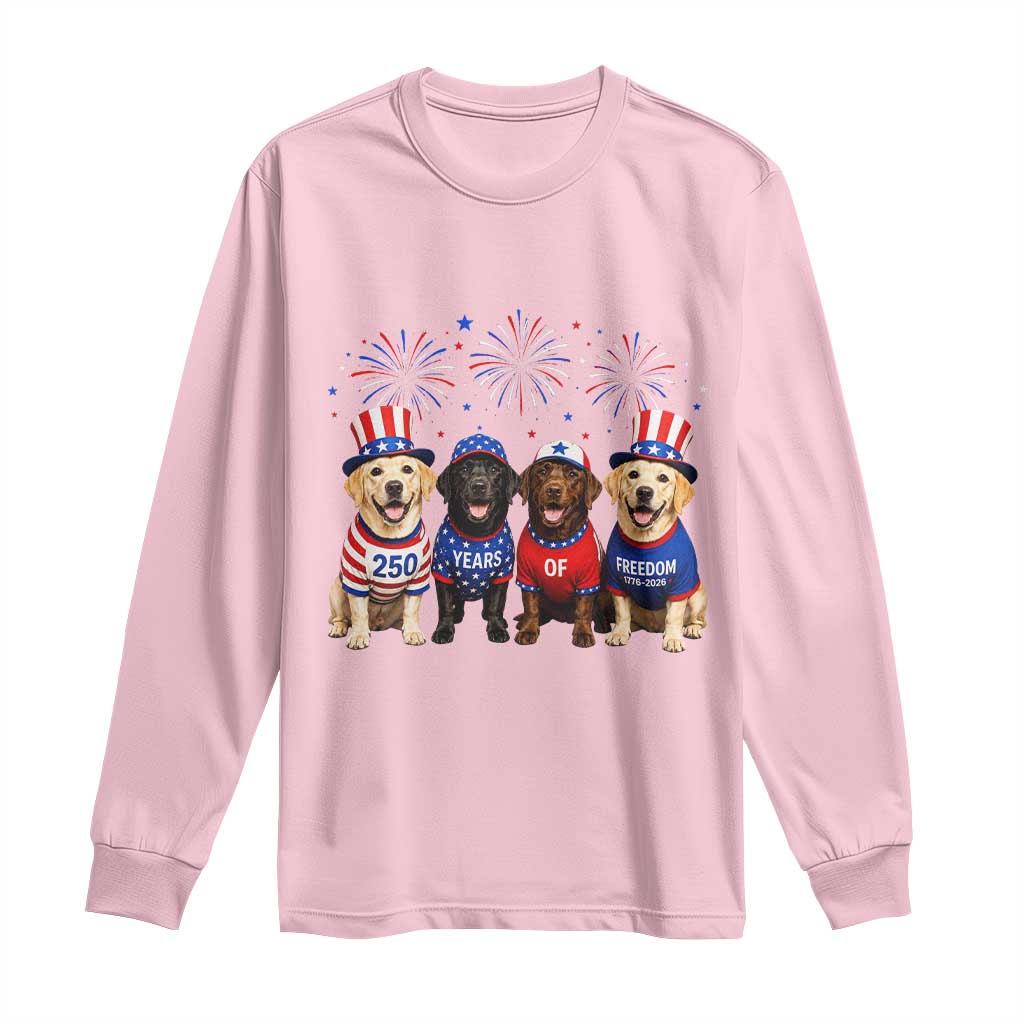 Labrador Retriever Americas 250th Anniversary Long Sleeve Shirt 4th July US 250 Years Of Freedom Dog Lovers 1776 2026