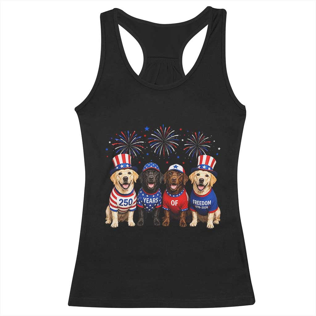Labrador Retriever Americas 250th Anniversary Racerback Tank Top 4th July US 250 Years Of Freedom Dog Lovers 1776 2026