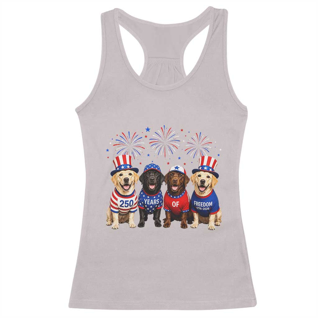Labrador Retriever Americas 250th Anniversary Racerback Tank Top 4th July US 250 Years Of Freedom Dog Lovers 1776 2026